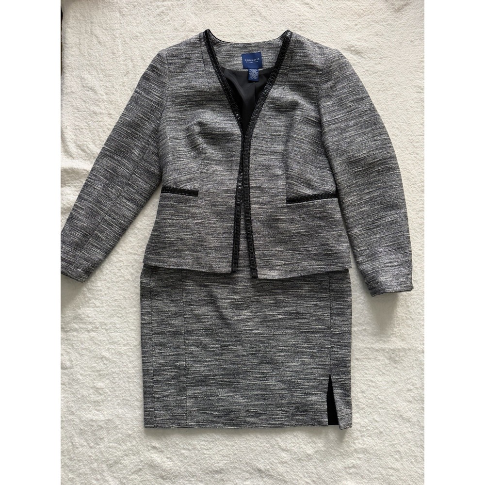 Doncaster Collection Womens 2 Pc Dressy Silver/Black Suit SZ 6